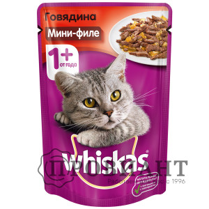 Корм для кошек Whiskas мини-филе с говядиной в желе 75г