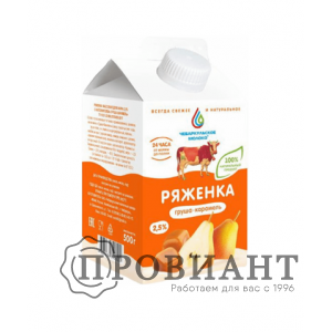Ряженка Чебаркульское молоко Груша-Карамель 2,5% 0,5л 